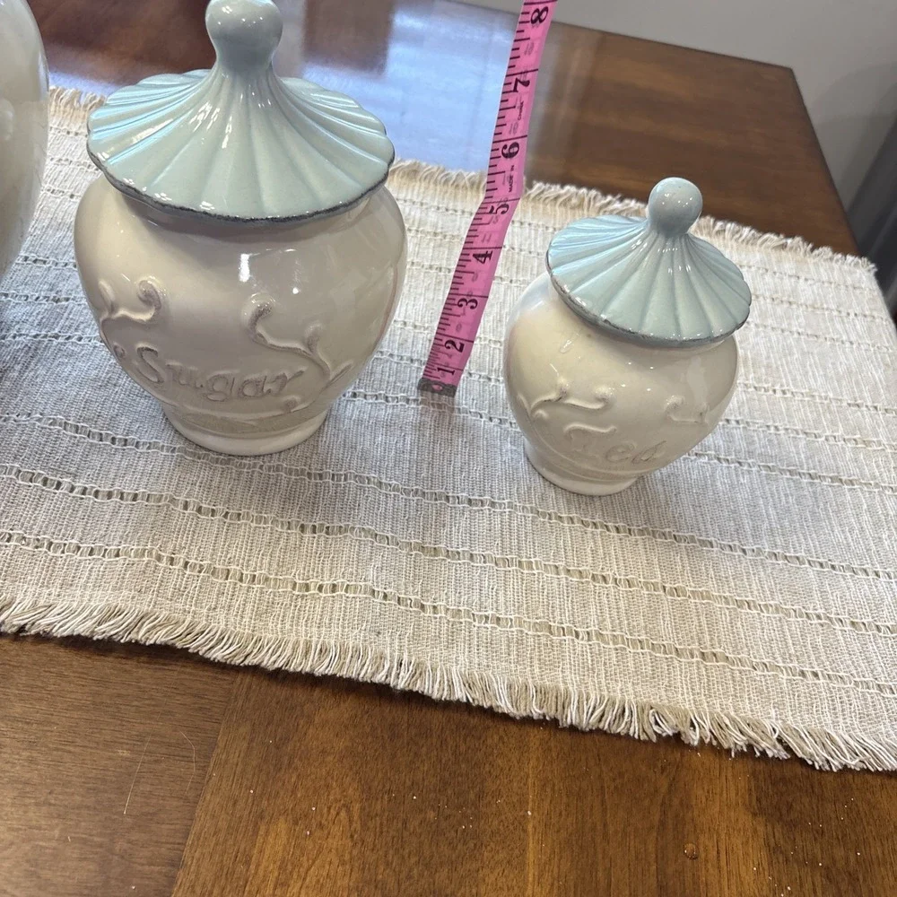 Le Prairie 3 Pc Canister Set Flour Sugar Tea By Creative Co- Op